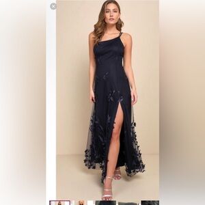 Lulu's Midnight Blue Floral Maxi Dress